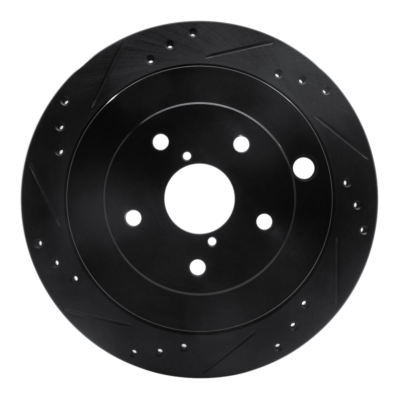 Subaru Tribeca Brake Rotor (1) - Rear Left - R1 Concepts - Drilled & Slotted - Black - `06-`14